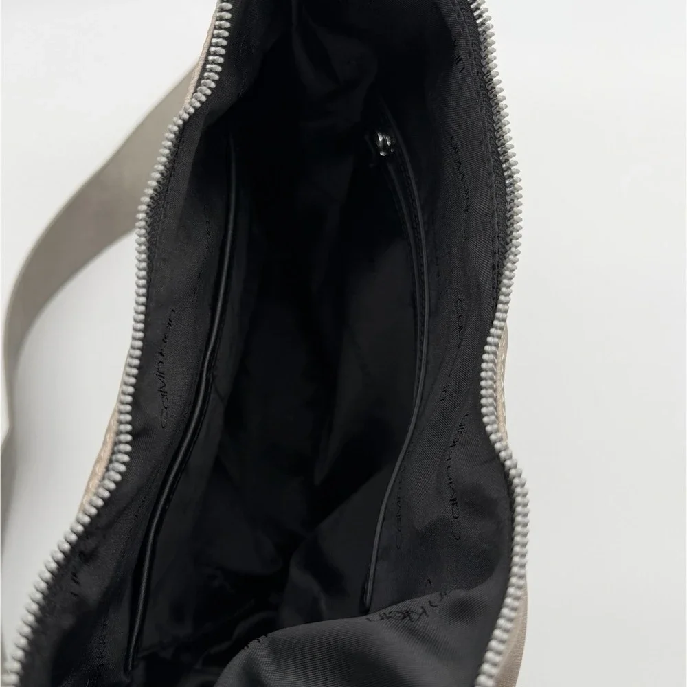 Calvin Klein Elaine Hobo Large Shoulder Bag Slouchy Hobo Wide Strap Gray Combo